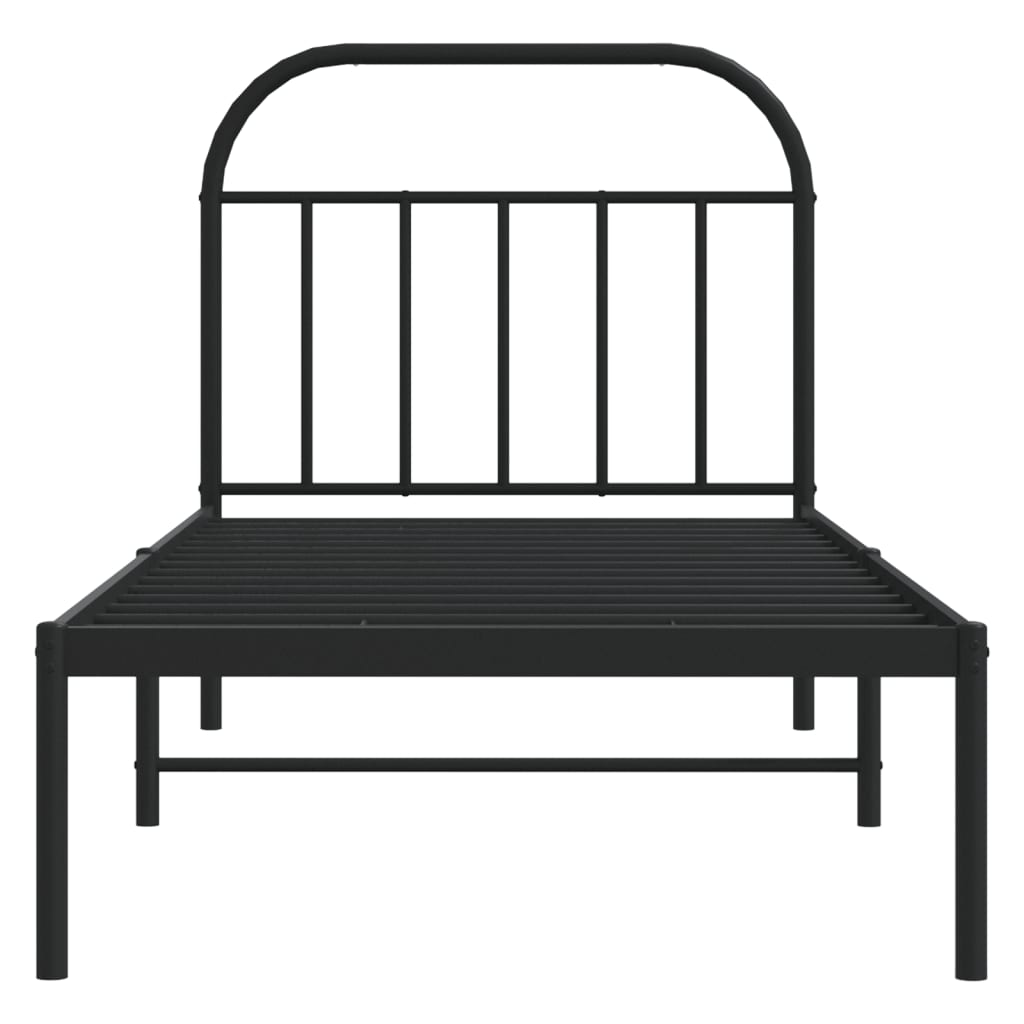 Sengeramme i metall med hodegavl svart 90x190 cm