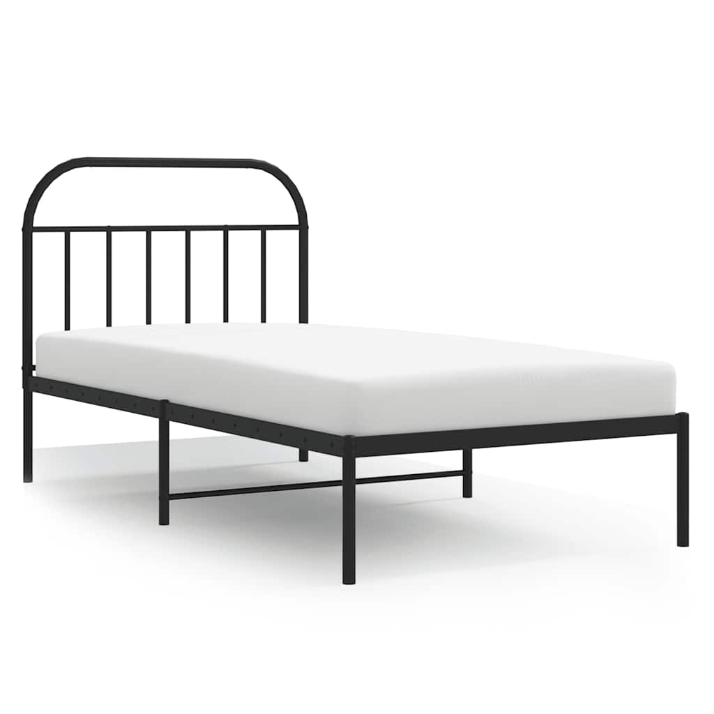 Sengeramme i metall med hodegavl svart 100x190 cm