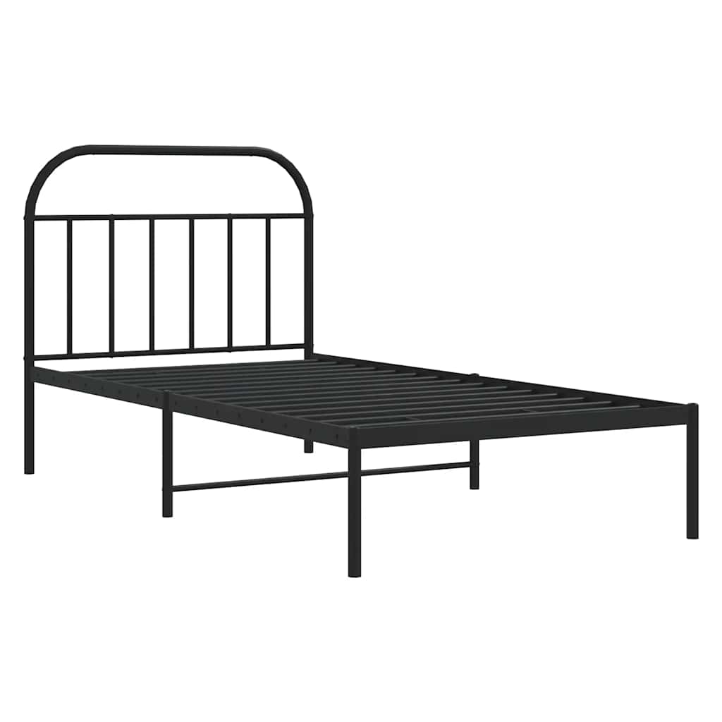 Sengeramme i metall med hodegavl svart 100x190 cm