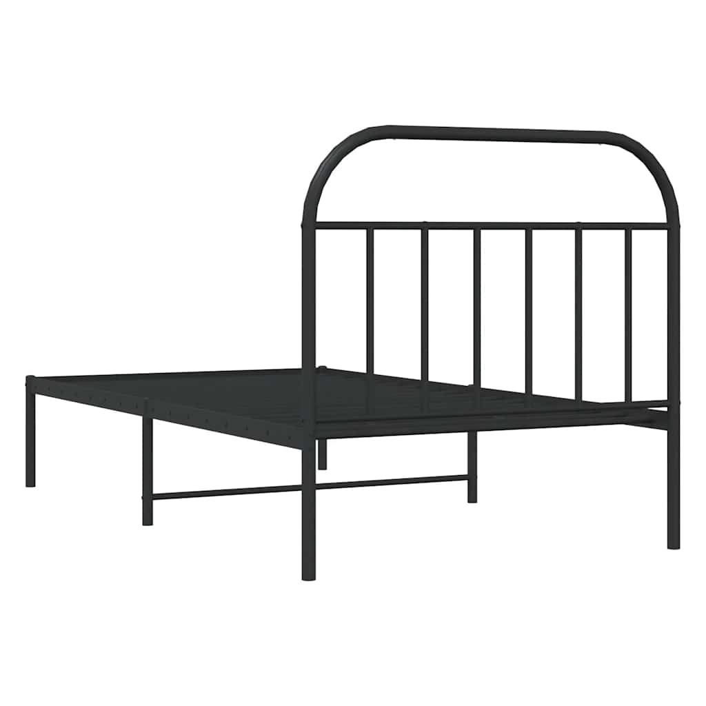 Sengeramme i metall med hodegavl svart 100x190 cm