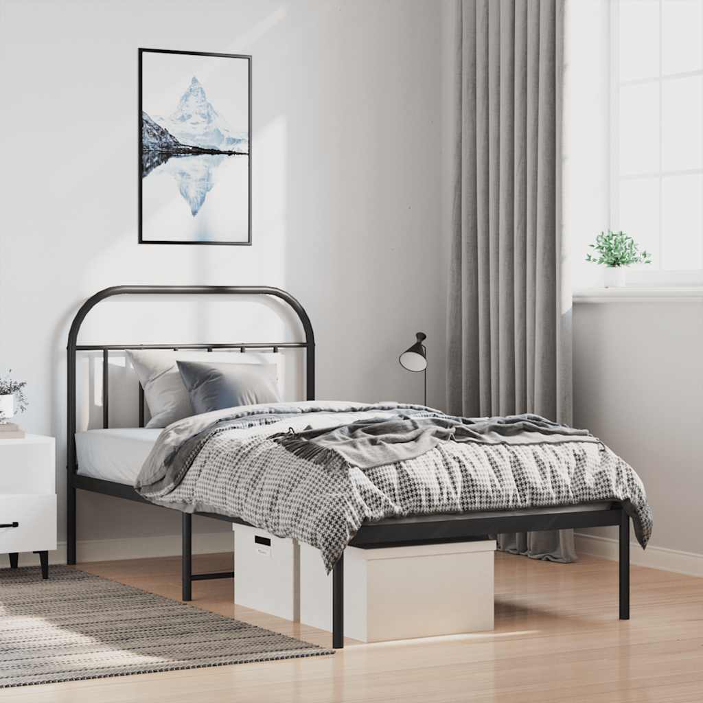 Sengeramme i metall med hodegavl svart 100x190 cm