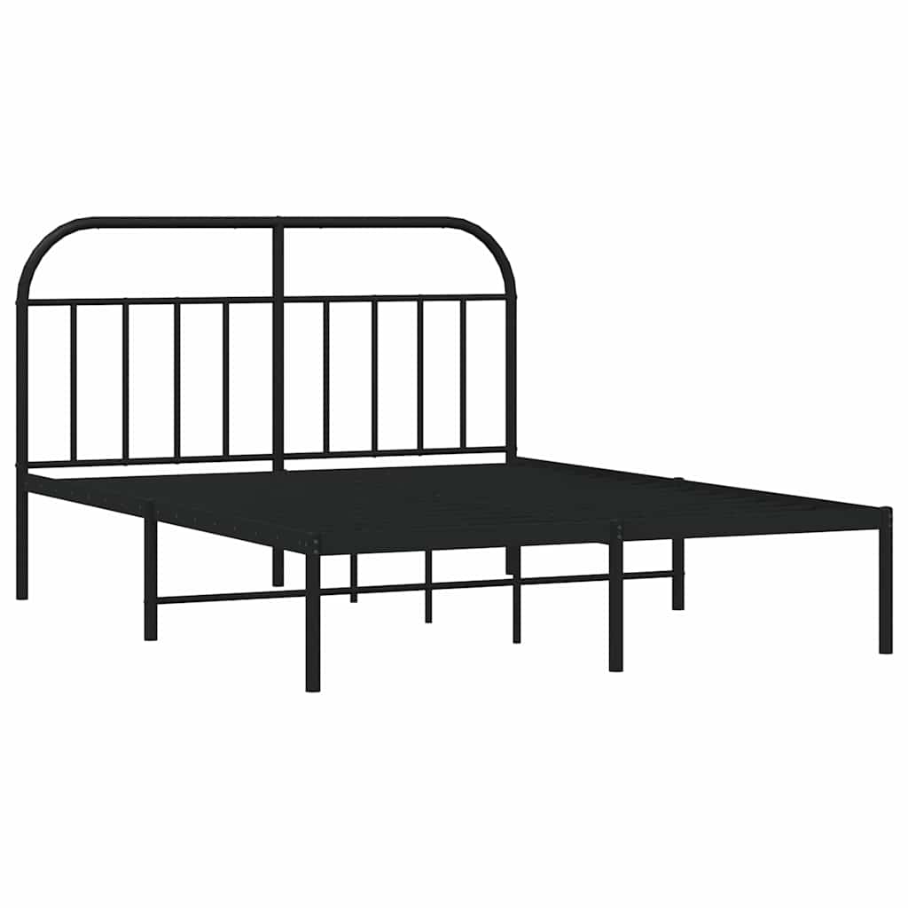 Sengeramme i metall med sengegavl svart 150x200 cm