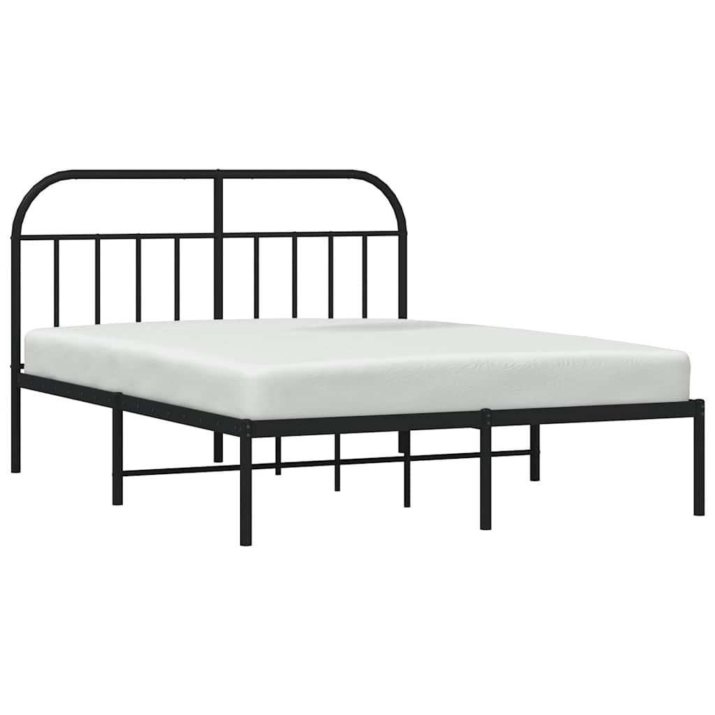 Sengeramme i metall med sengegavl svart 150x200 cm