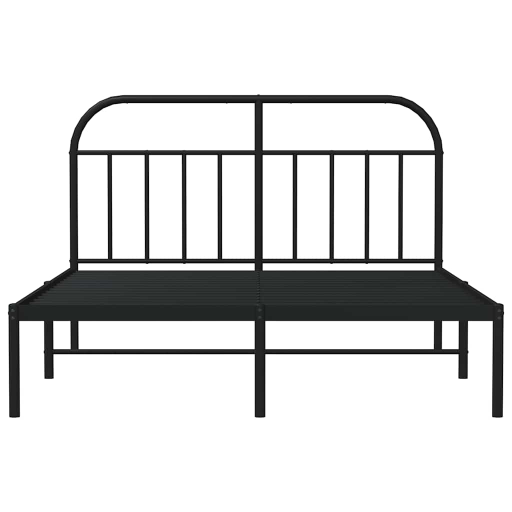 Sengeramme i metall med sengegavl svart 150x200 cm