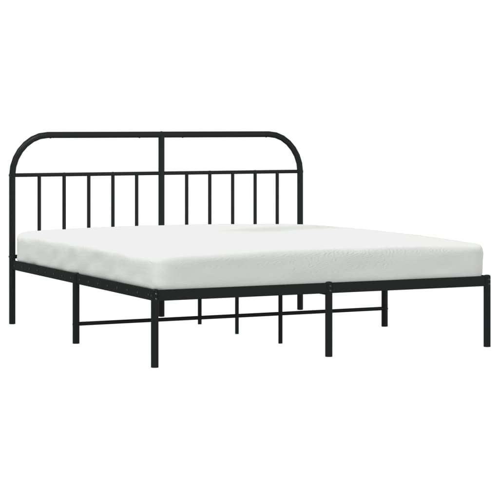 Sengeramme i metall med sengegavl svart 180x200 cm