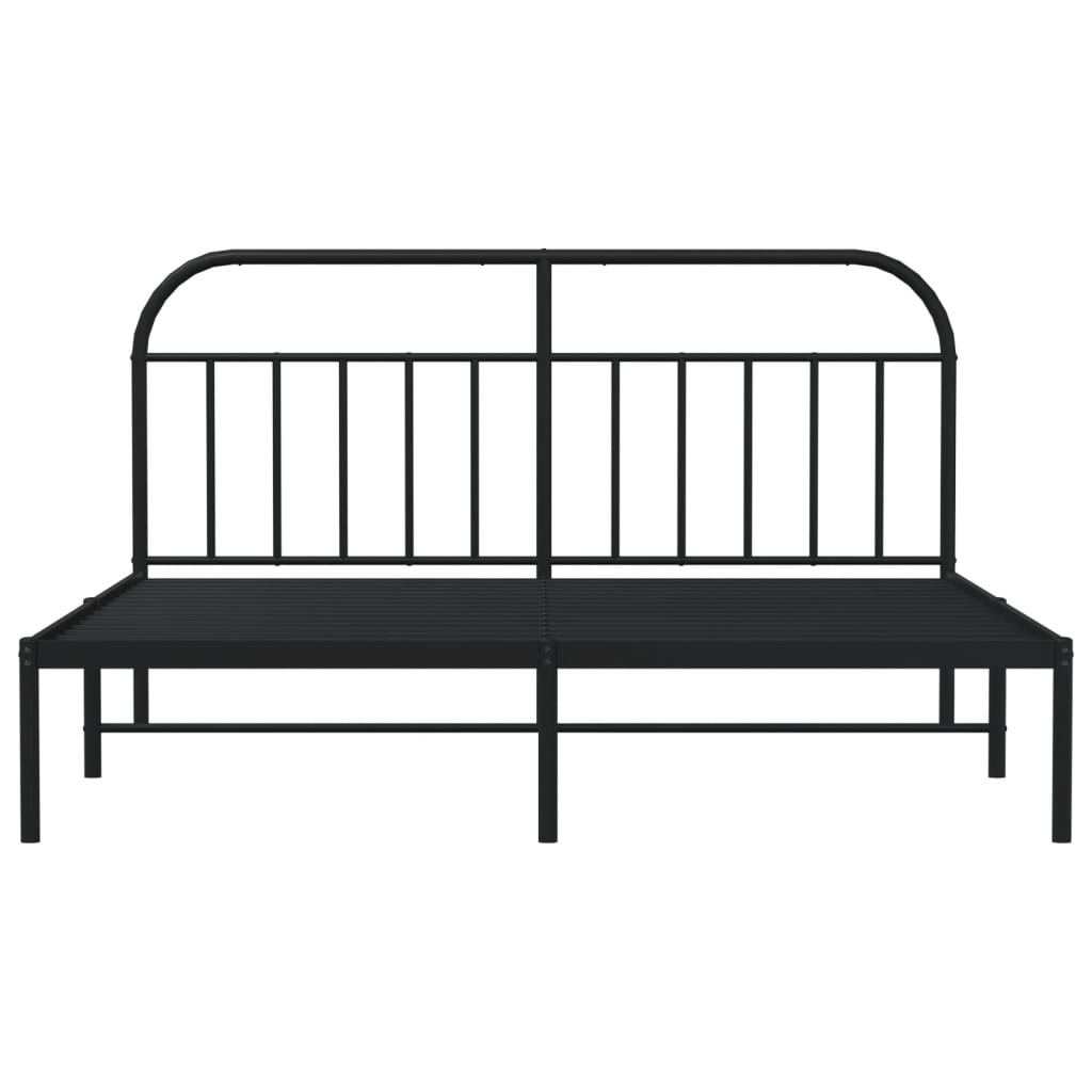 Sengeramme i metall med sengegavl svart 180x200 cm