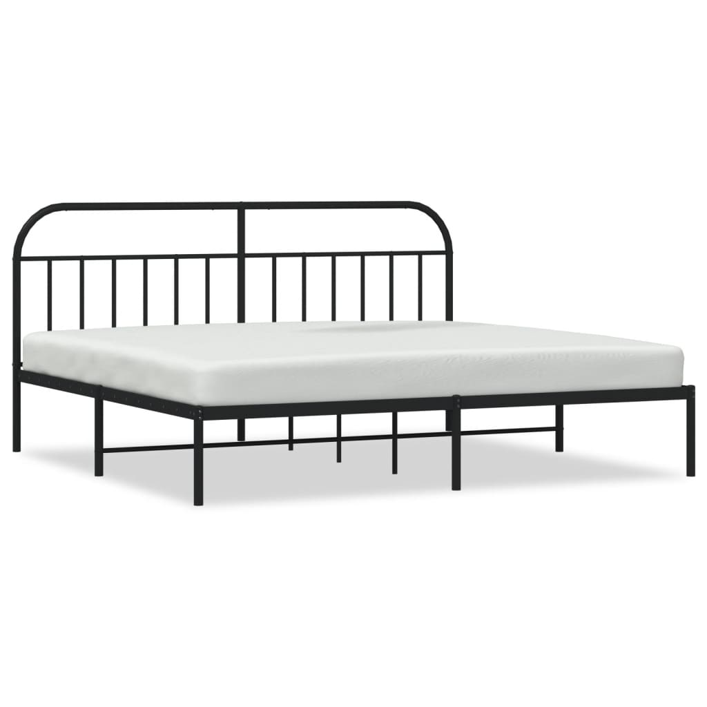 Sengeramme i metall med sengegavl svart 200x200 cm