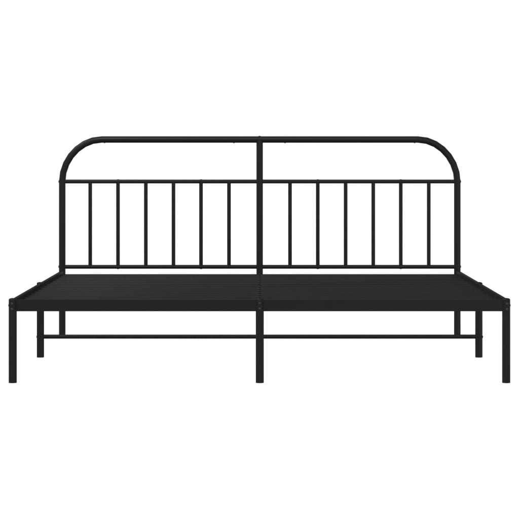 Sengeramme i metall med sengegavl svart 200x200 cm