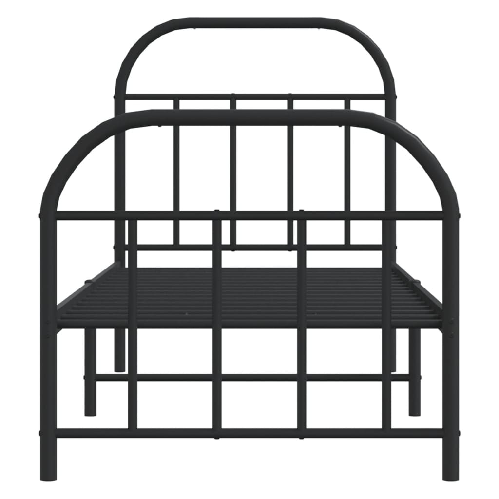 Sengeramme i metall med hode- og fotgavl svart 75x190 cm