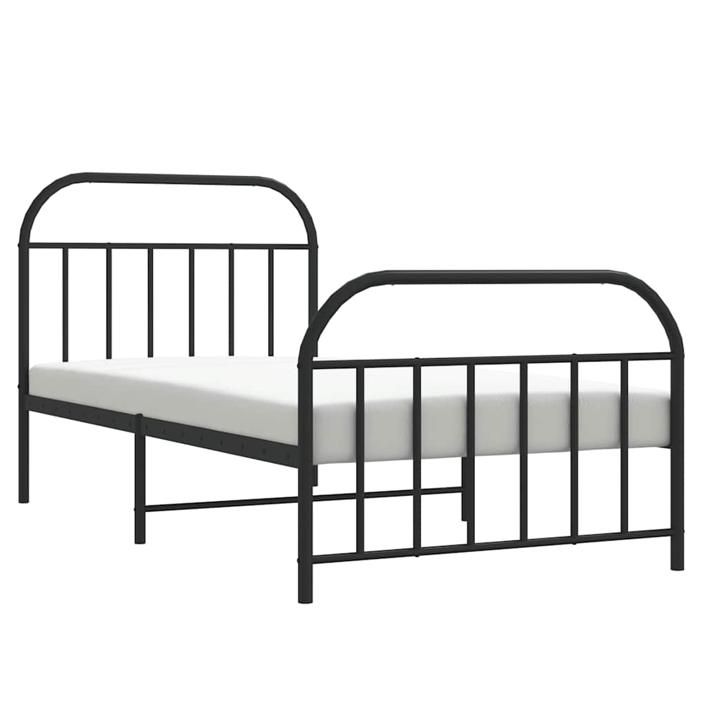 Sengeramme i metall med hode- og fotgavl svart 100x200 cm vidaXL