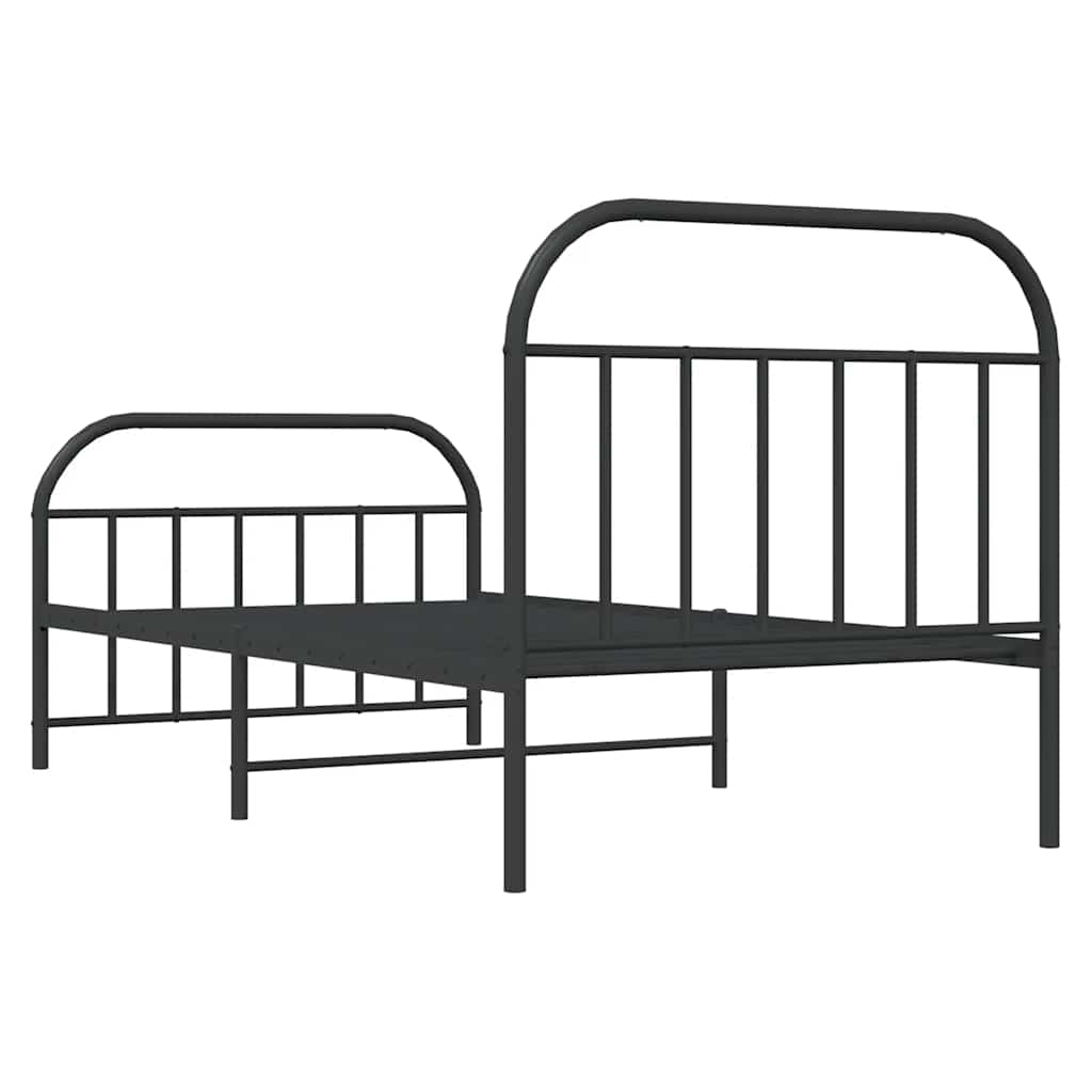 Sengeramme i metall med hode- og fotgavl svart 100x200 cm vidaXL