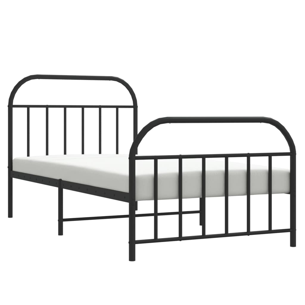 Sengeramme i metall med hode- og fotgavl svart 107x203 cm