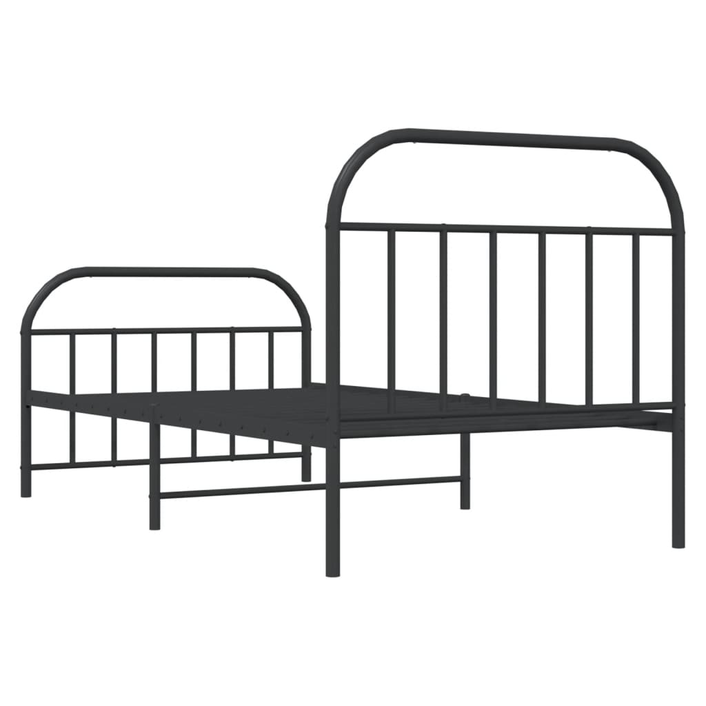 Sengeramme i metall med hode- og fotgavl svart 107x203 cm