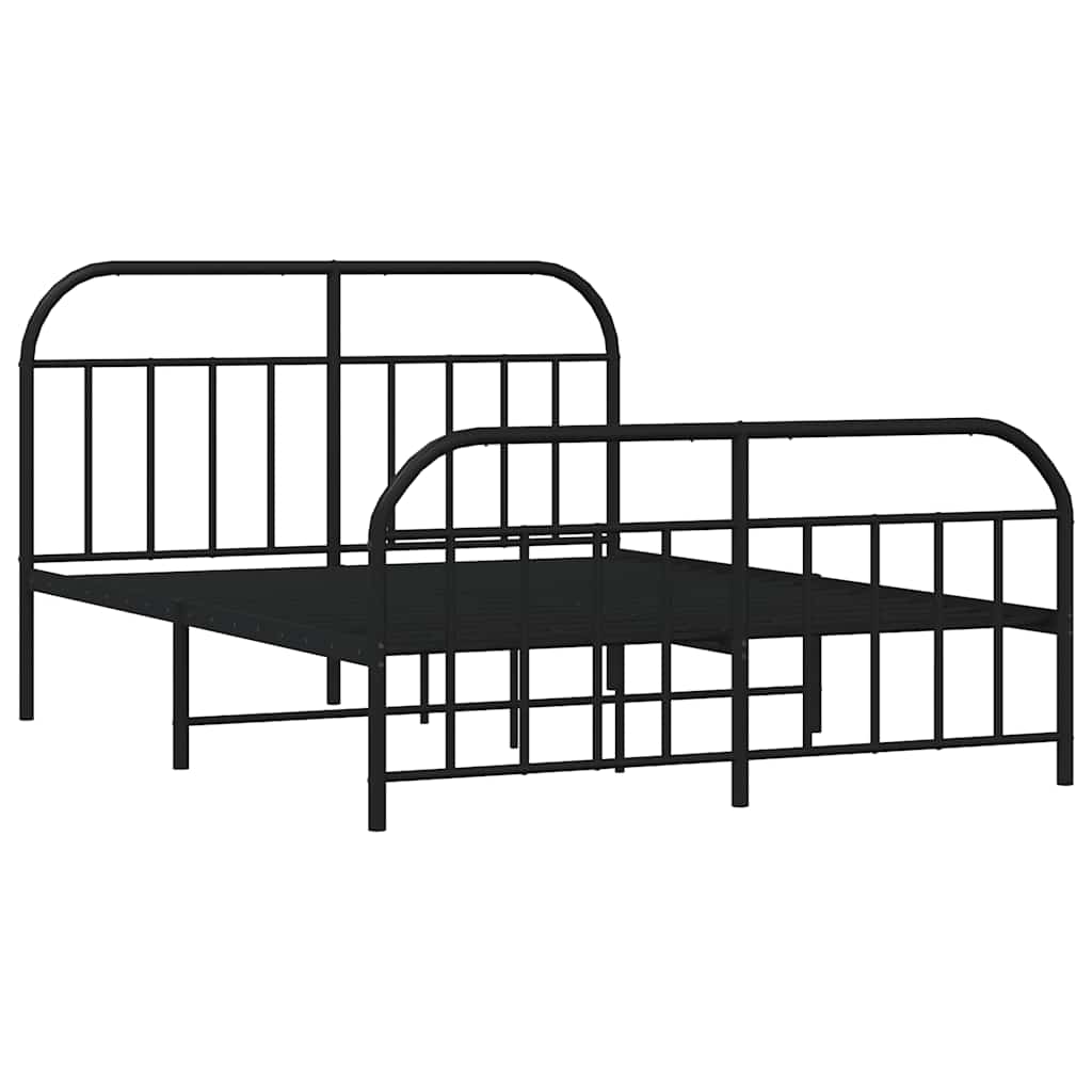 Sengeramme i metall med hode- og fotgavl svart 135x190 cm