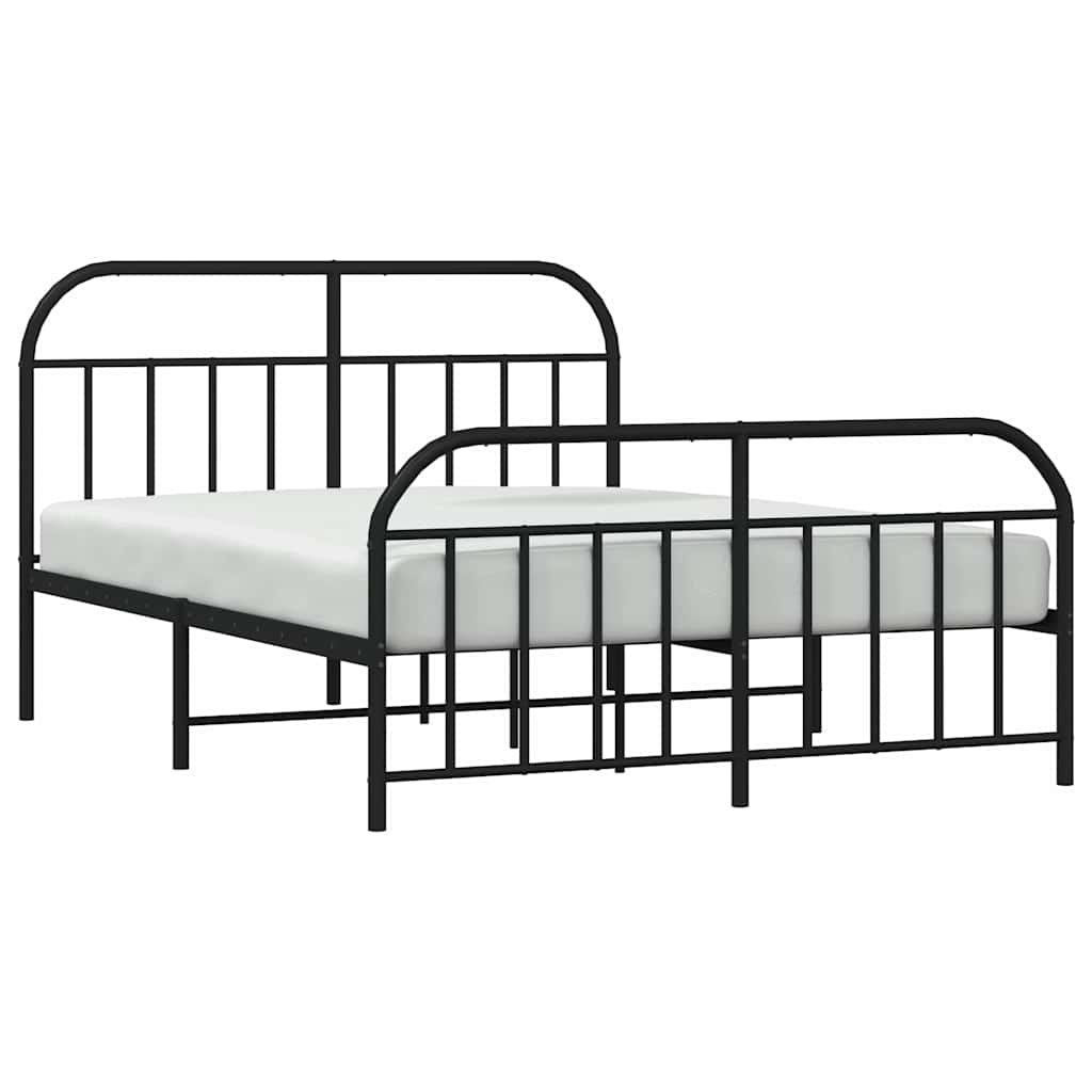 Sengeramme i metall med hode- og fotgavl svart 135x190 cm