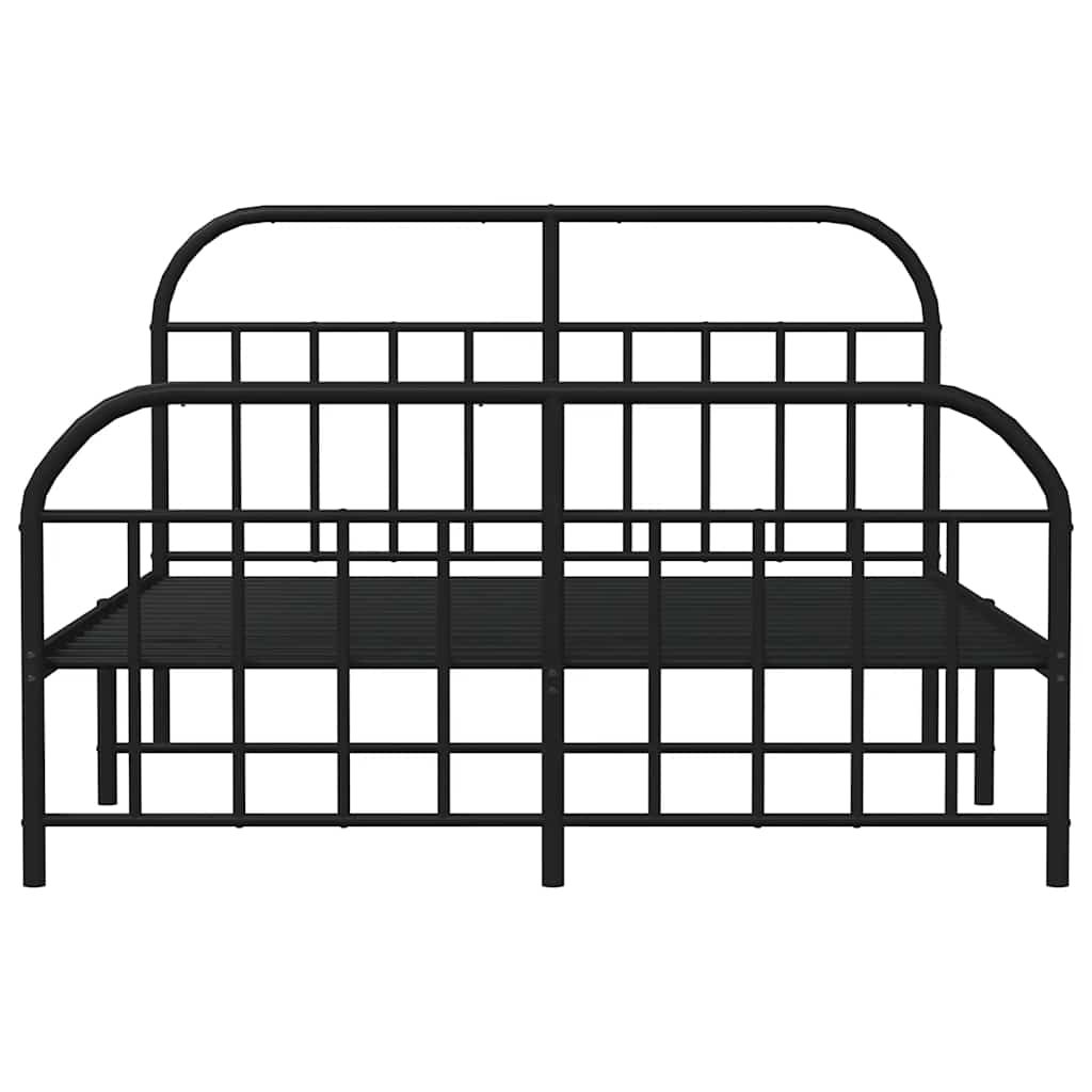 Sengeramme i metall med hode- og fotgavl svart 135x190 cm