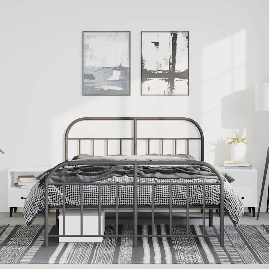 Sengeramme i metall med hode- og fotgavl svart 150x200 cm