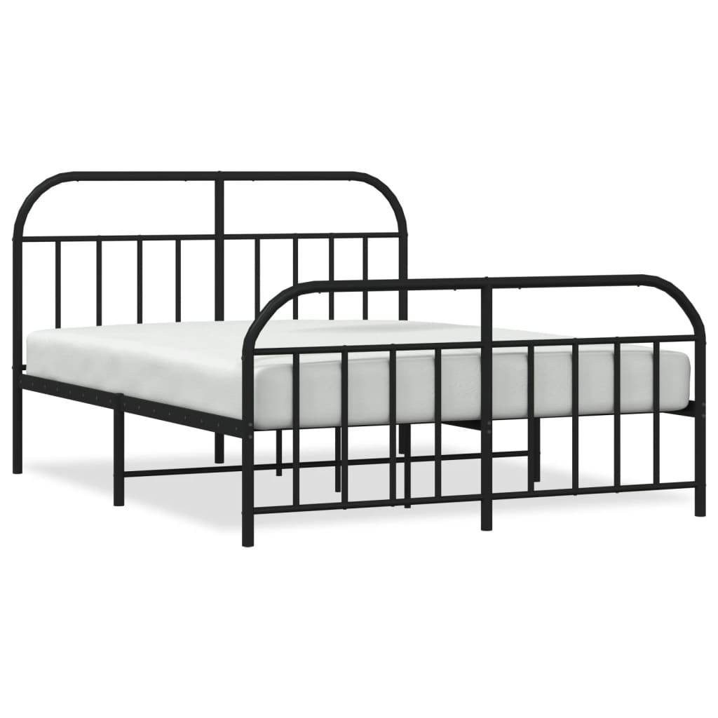 Sengeramme i metall uten madrass med fotgavl svart 160x200 cm