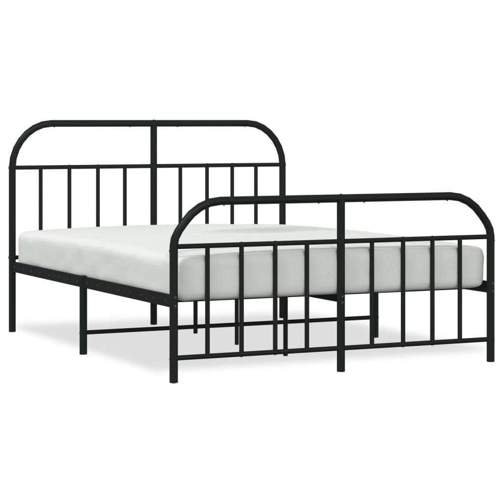 Sengeramme i metall uten madrass med fotgavl svart 180x200 cm