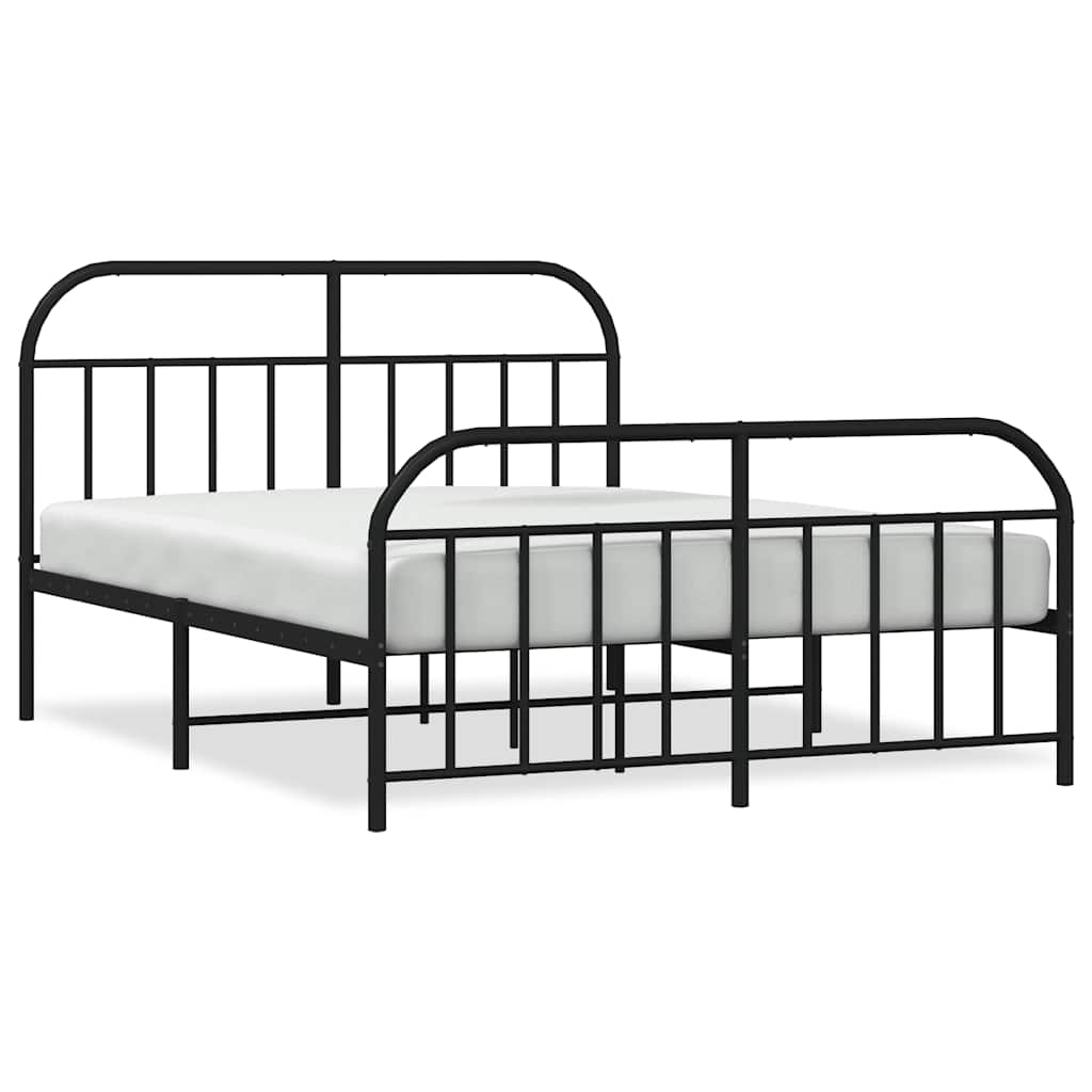 Sengeramme i metall med hode- og fotgavl svart 183x213 cm vidaXL