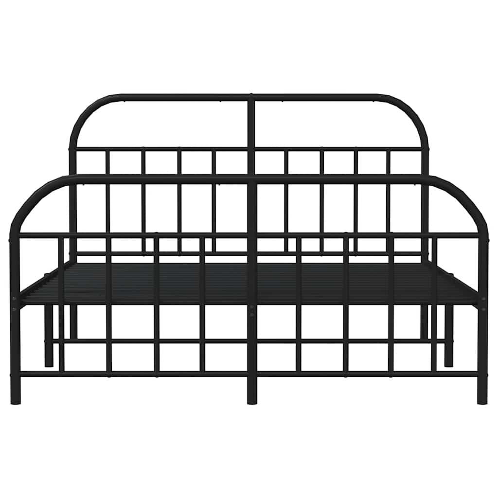 Sengeramme i metall med hode- og fotgavl svart 183x213 cm vidaXL