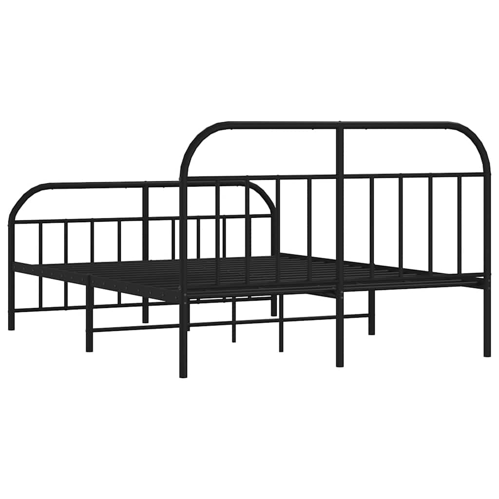 Sengeramme i metall med hode- og fotgavl svart 183x213 cm vidaXL