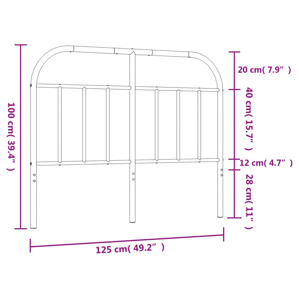Utskiftbar sengegavl i metall svart 120 cm