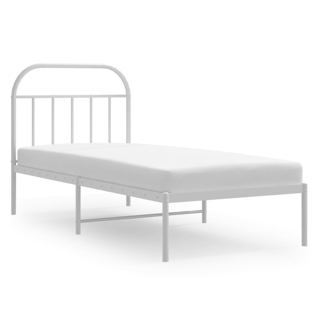 Sengeramme i metall med hodegavl hvit 90x200 cm vidaXL