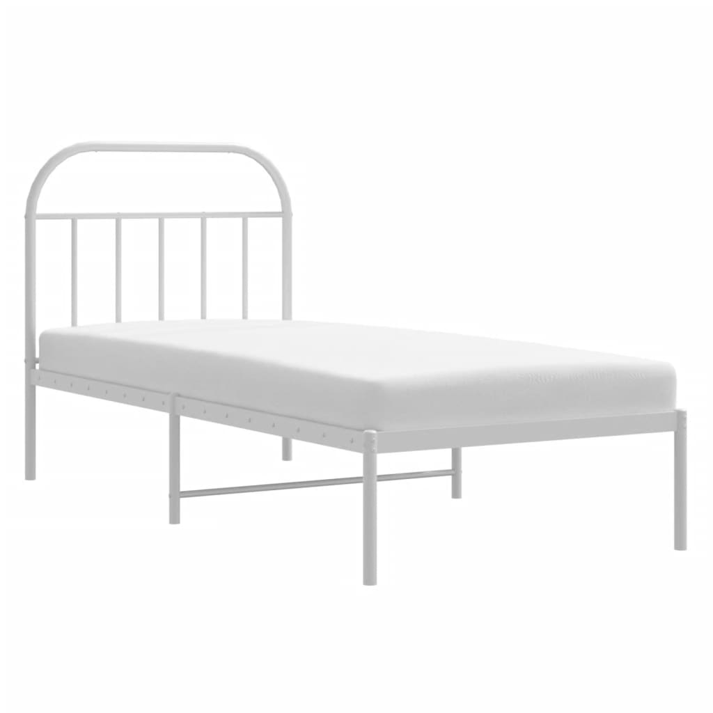 Sengeramme i metall med hodegavl hvit 90x200 cm vidaXL