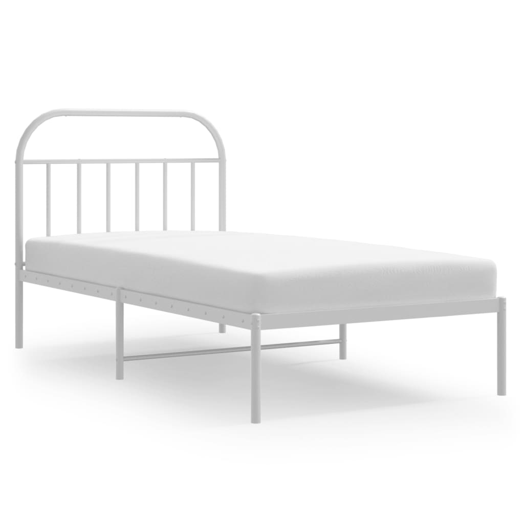 Sengeramme i metall med hodegavl hvit 107x203 cm