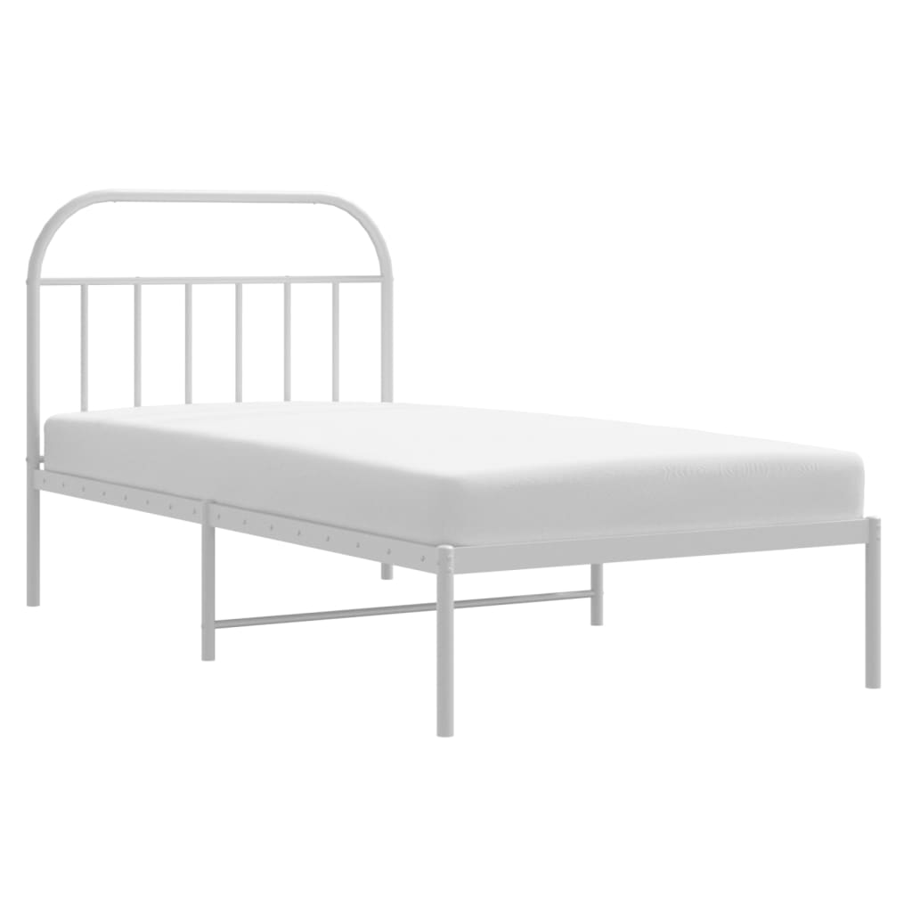 Sengeramme i metall med hodegavl hvit 107x203 cm