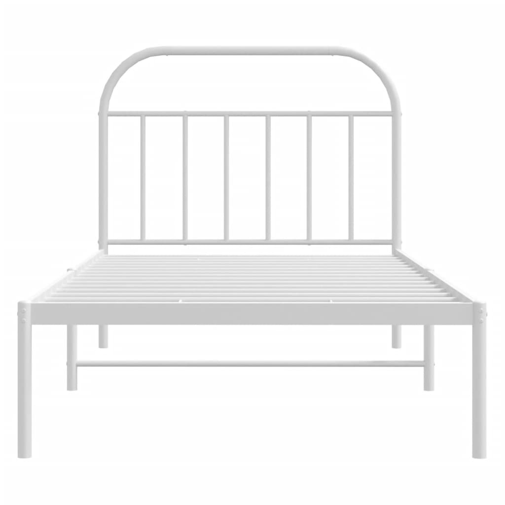 Sengeramme i metall med hodegavl hvit 107x203 cm