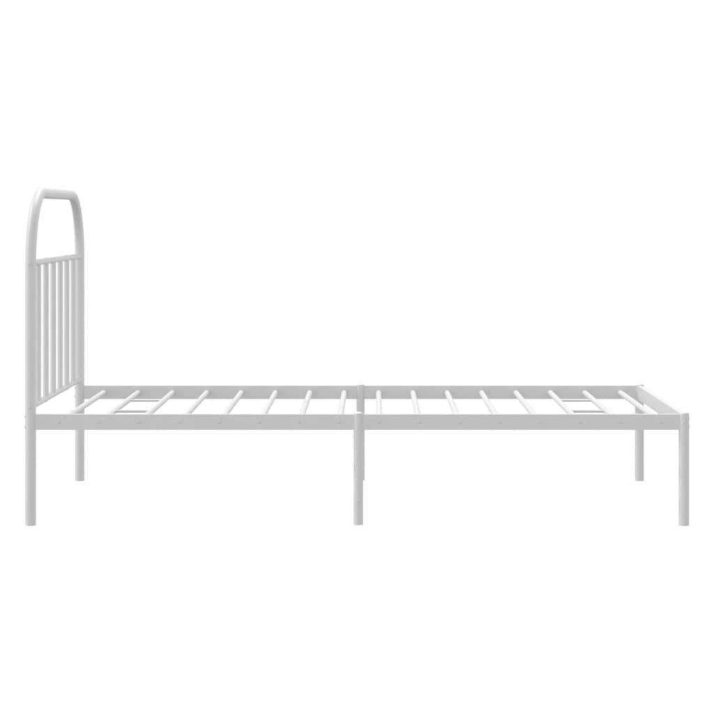 Sengeramme i metall med hodegavl hvit 107x203 cm