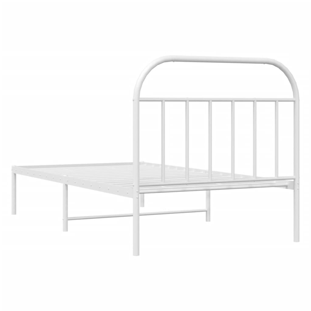 Sengeramme i metall med hodegavl hvit 107x203 cm