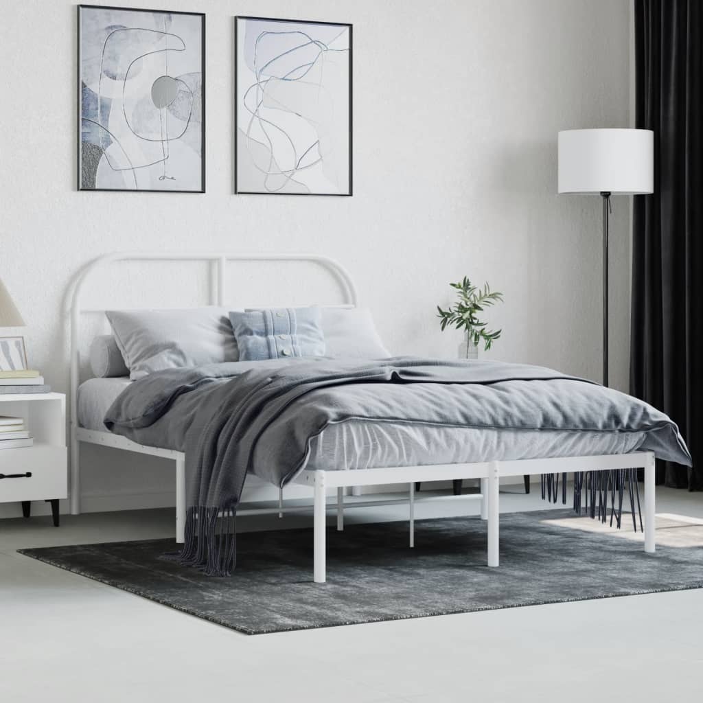 Sengeramme i metall med hodegavl hvit 120x190 cm