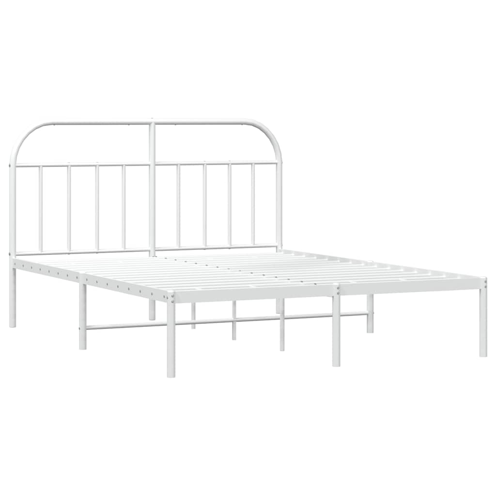 Sengeramme i metall med sengegavl hvit 150x200 cm vidaXL