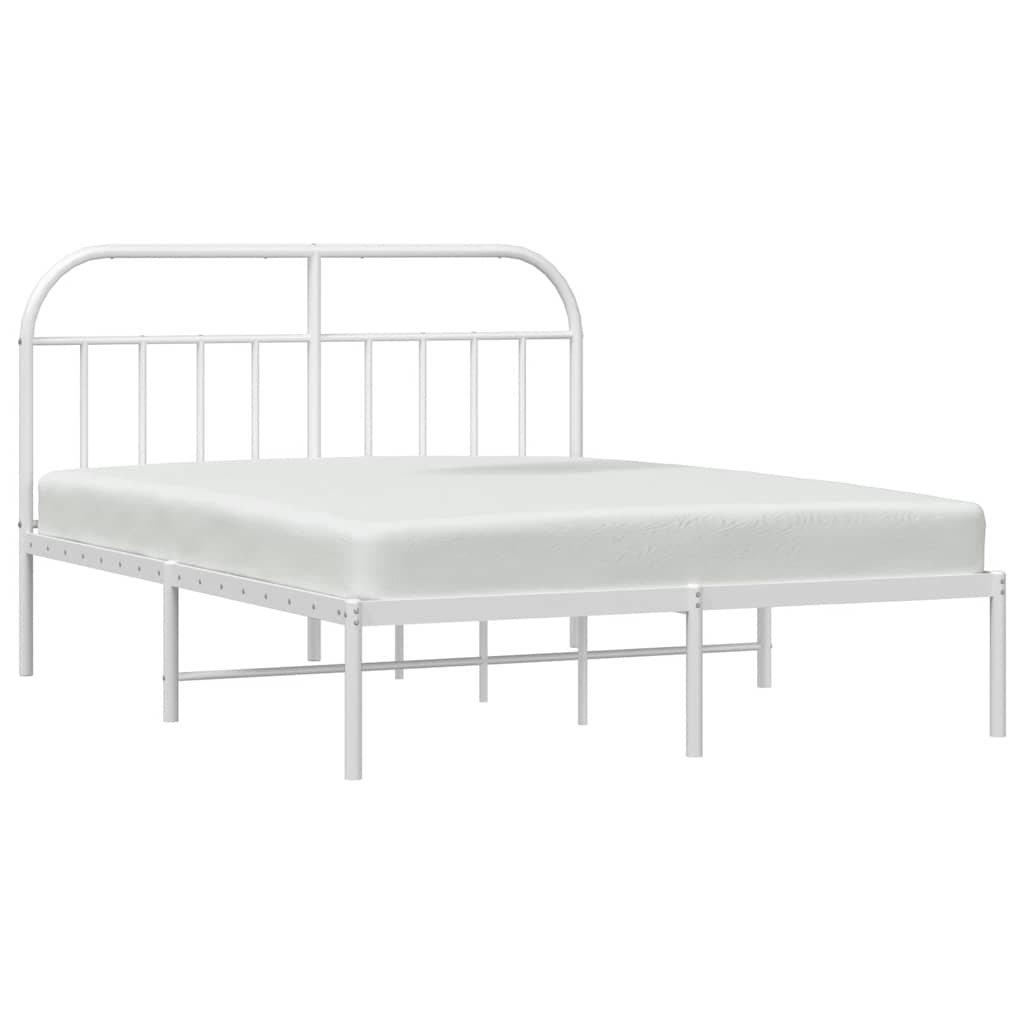Sengeramme i metall med sengegavl hvit 150x200 cm vidaXL