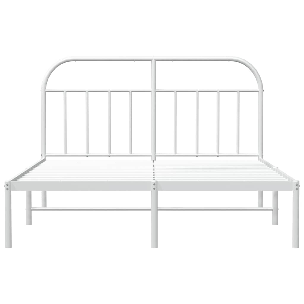 Sengeramme i metall med sengegavl hvit 150x200 cm vidaXL