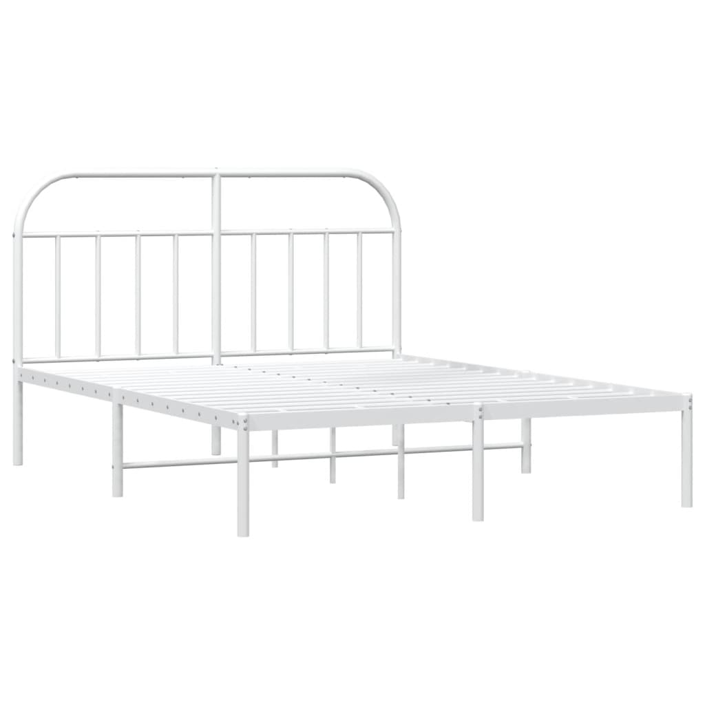 Sengeramme i metall med sengegavl hvit 180x200 cm vidaXL