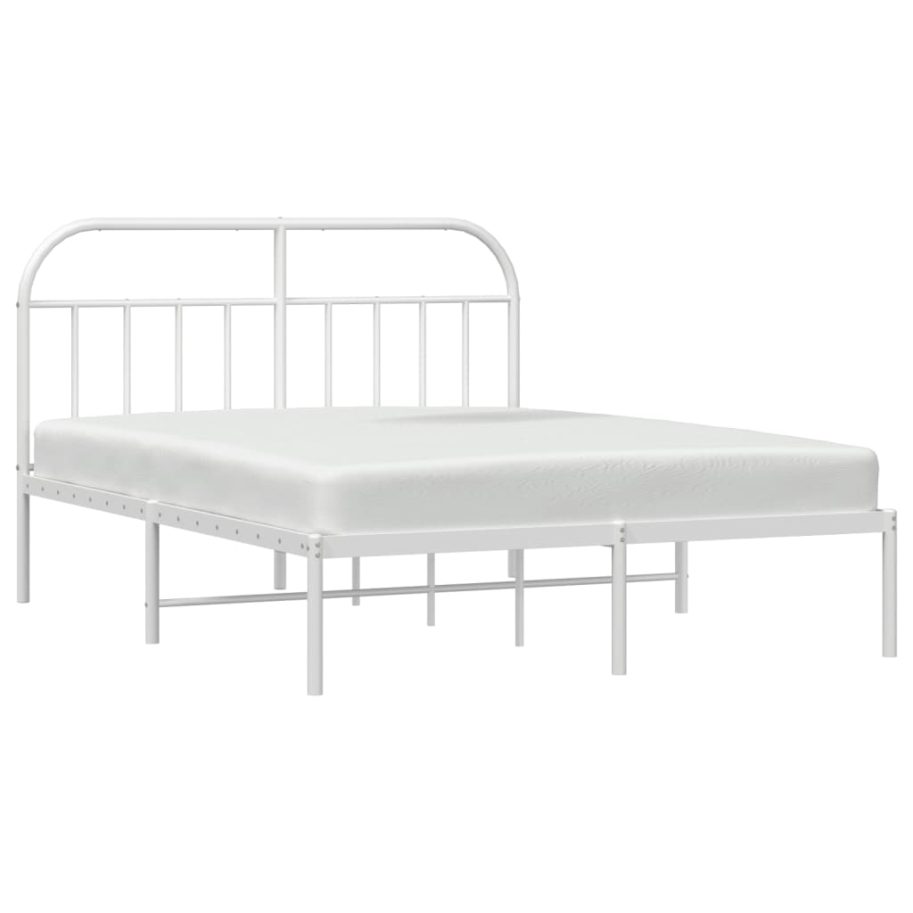 Sengeramme i metall med sengegavl hvit 180x200 cm vidaXL