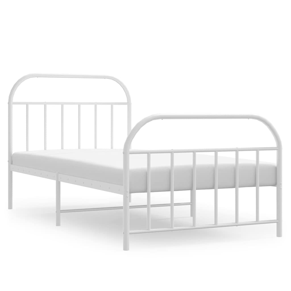 Sengeramme i metall med hode- og fotgavl hvit 100x190 cm