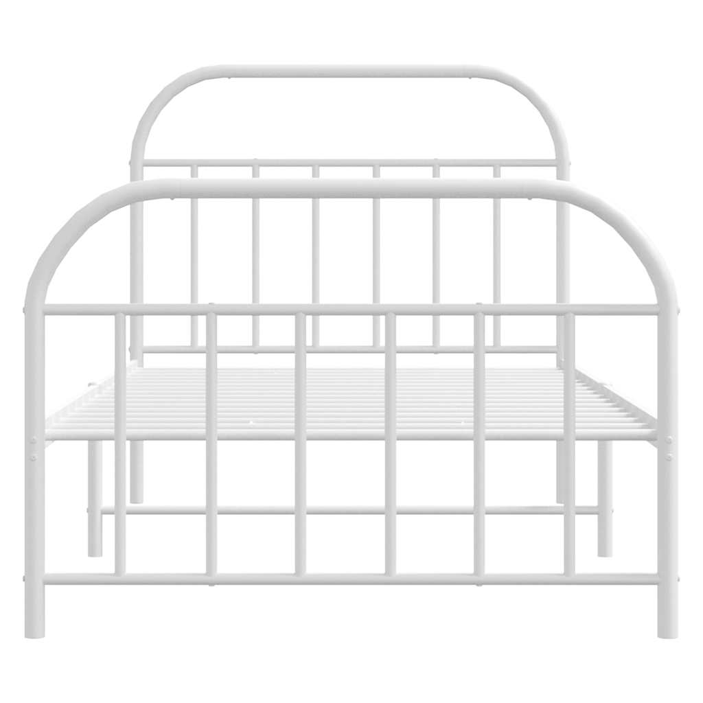 Sengeramme i metall med hode- og fotgavl hvit 100x190 cm