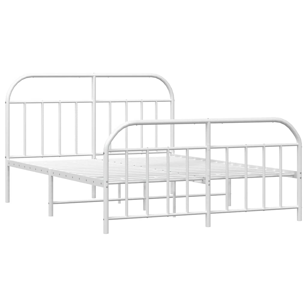 Sengeramme i metall med hode- og fotgavl hvit 150x200 cm