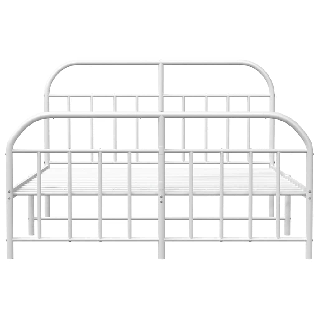 Sengeramme i metall med hode- og fotgavl hvit 150x200 cm