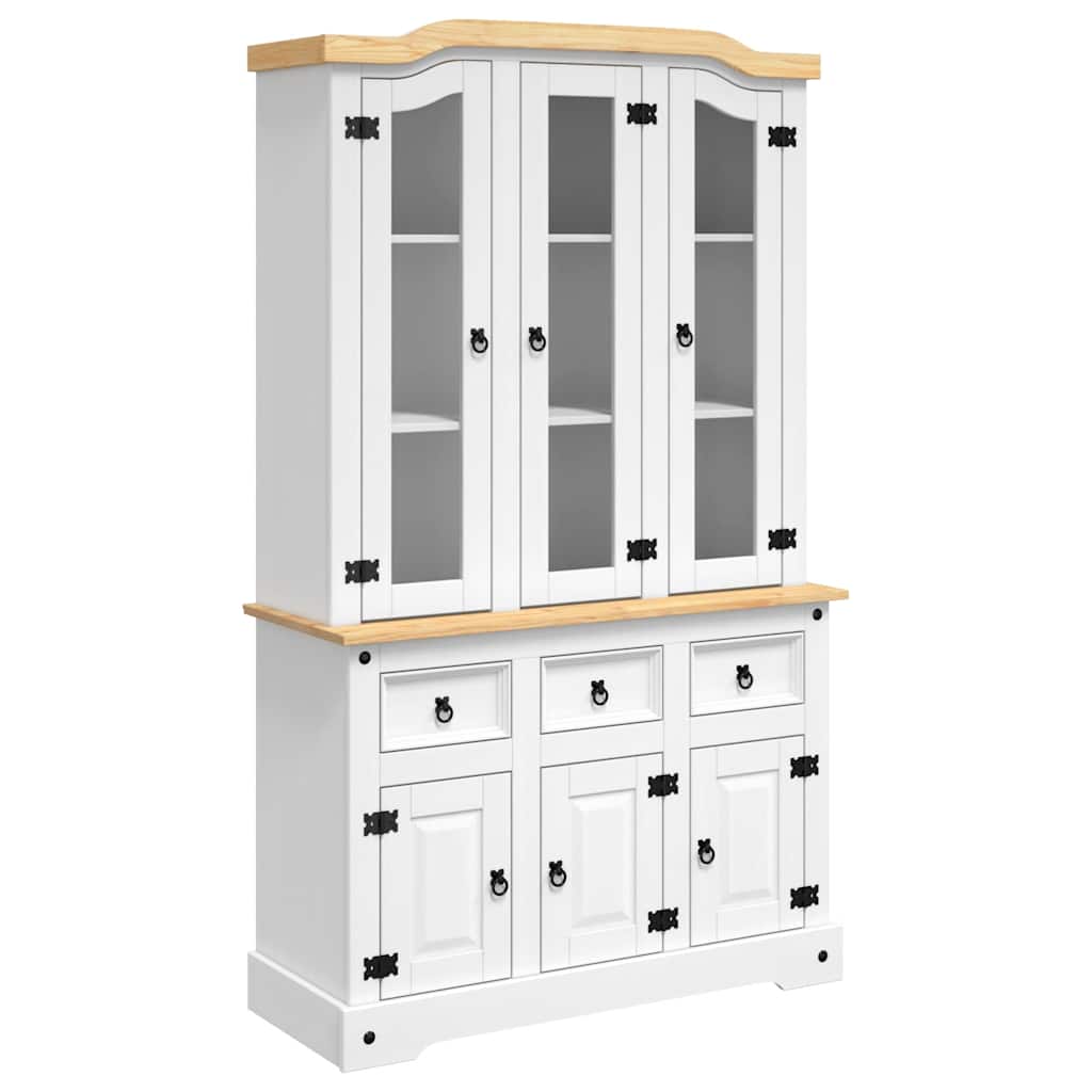 Highboard Corona hvit 112x43x196 cm heltre meksikansk furu