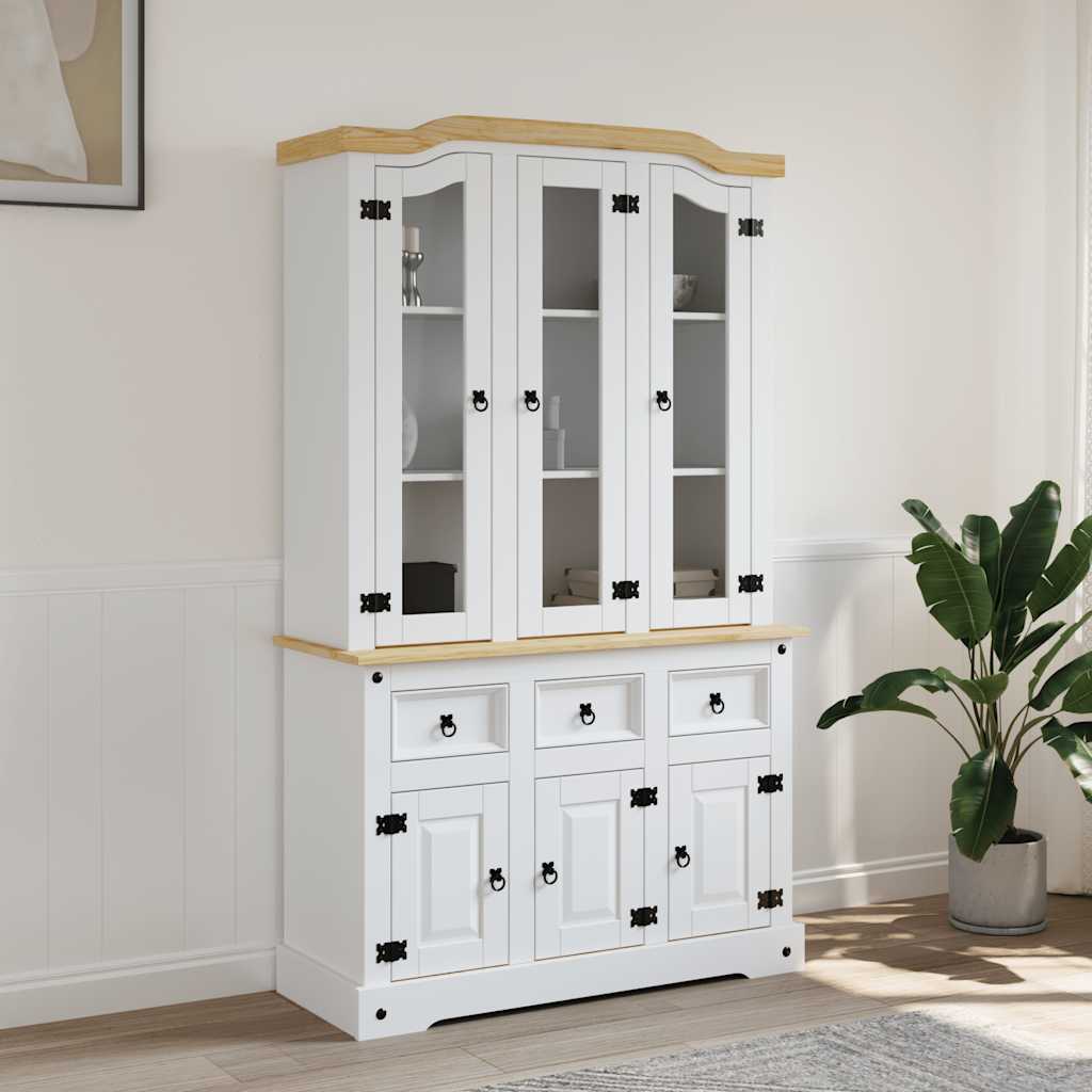 Highboard Corona hvit 112x43x196 cm heltre meksikansk furu