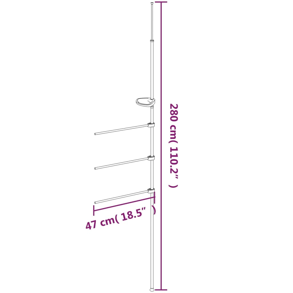 Håndklestang 47x280 cm aluminium