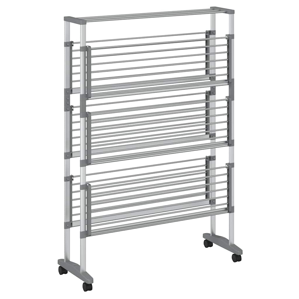 Tørkestativ med hjul 89x64x129 cm aluminium