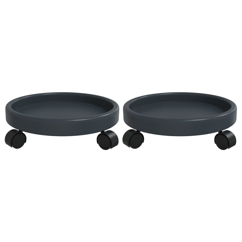 Plantevogner med hjul 2 stk grå diameter 34 cm 35 kg