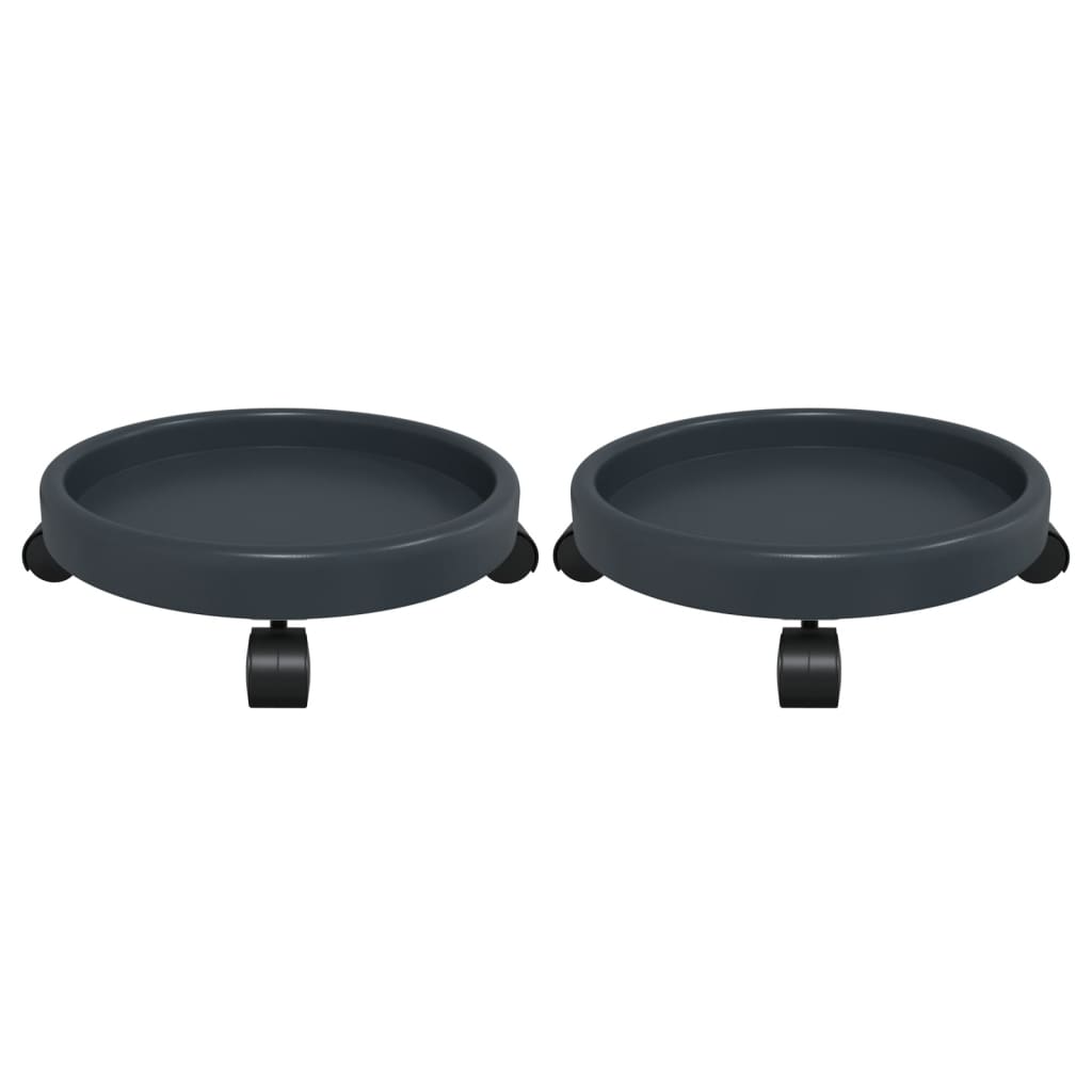 Plantevogner med hjul 2 stk grå diameter 34 cm 35 kg